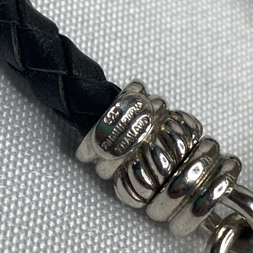 Judith Ripka Sterling Silver leather cord heart Diamonique necklace - Picture 3 of 6